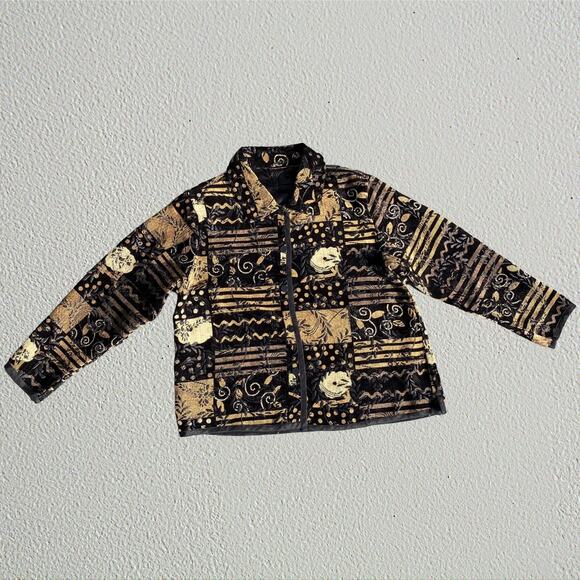 Floral patchwork reversible thin jacket, bohemian, boho chic hippie eclectic - Picture 1 of 9